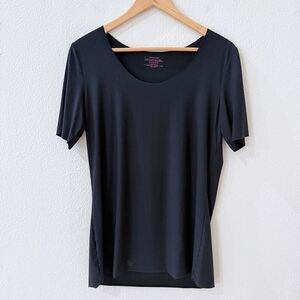 Commando Women's Size Large Black Butter Scoop Neck T-Shirt Top Modal